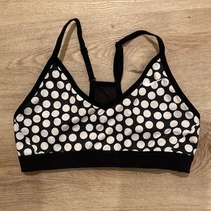 Nike sports bra, black and white polka dot size medium